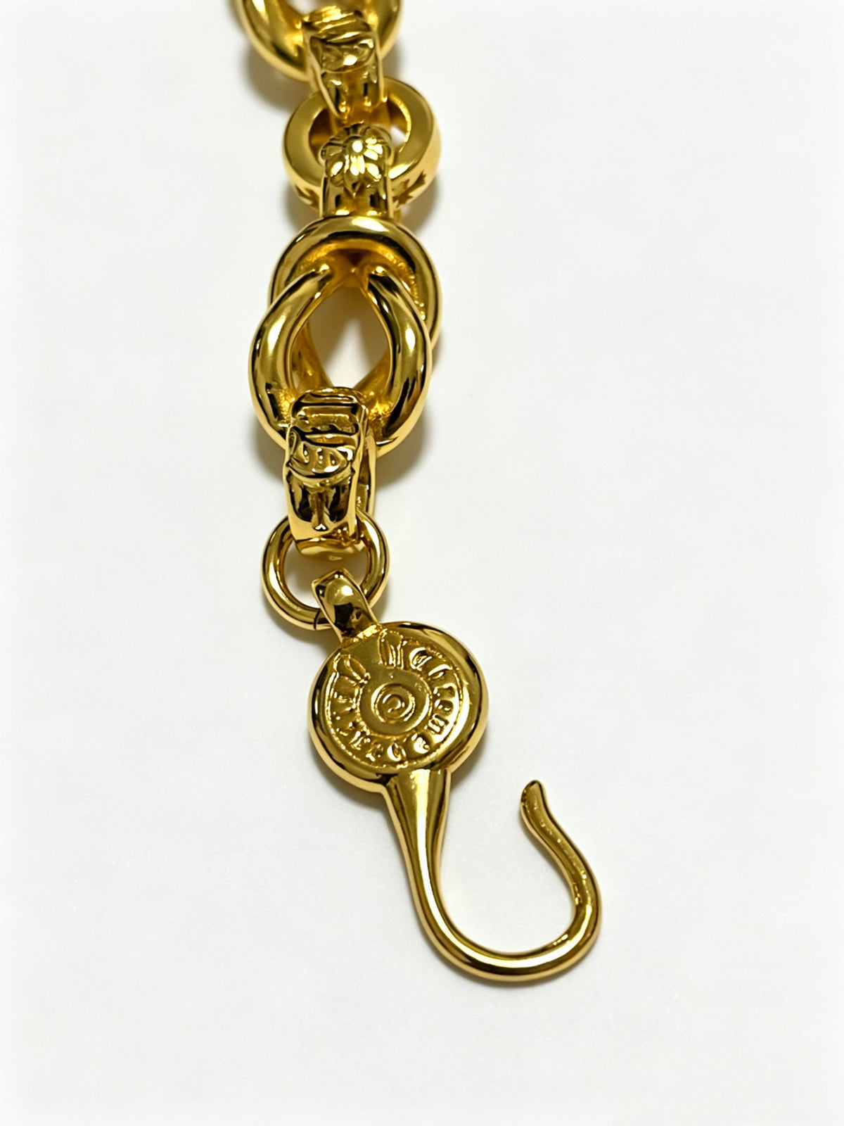 Signature Emblem Bracelet in Polished Metal-Tone – Design 017 close-up detail
