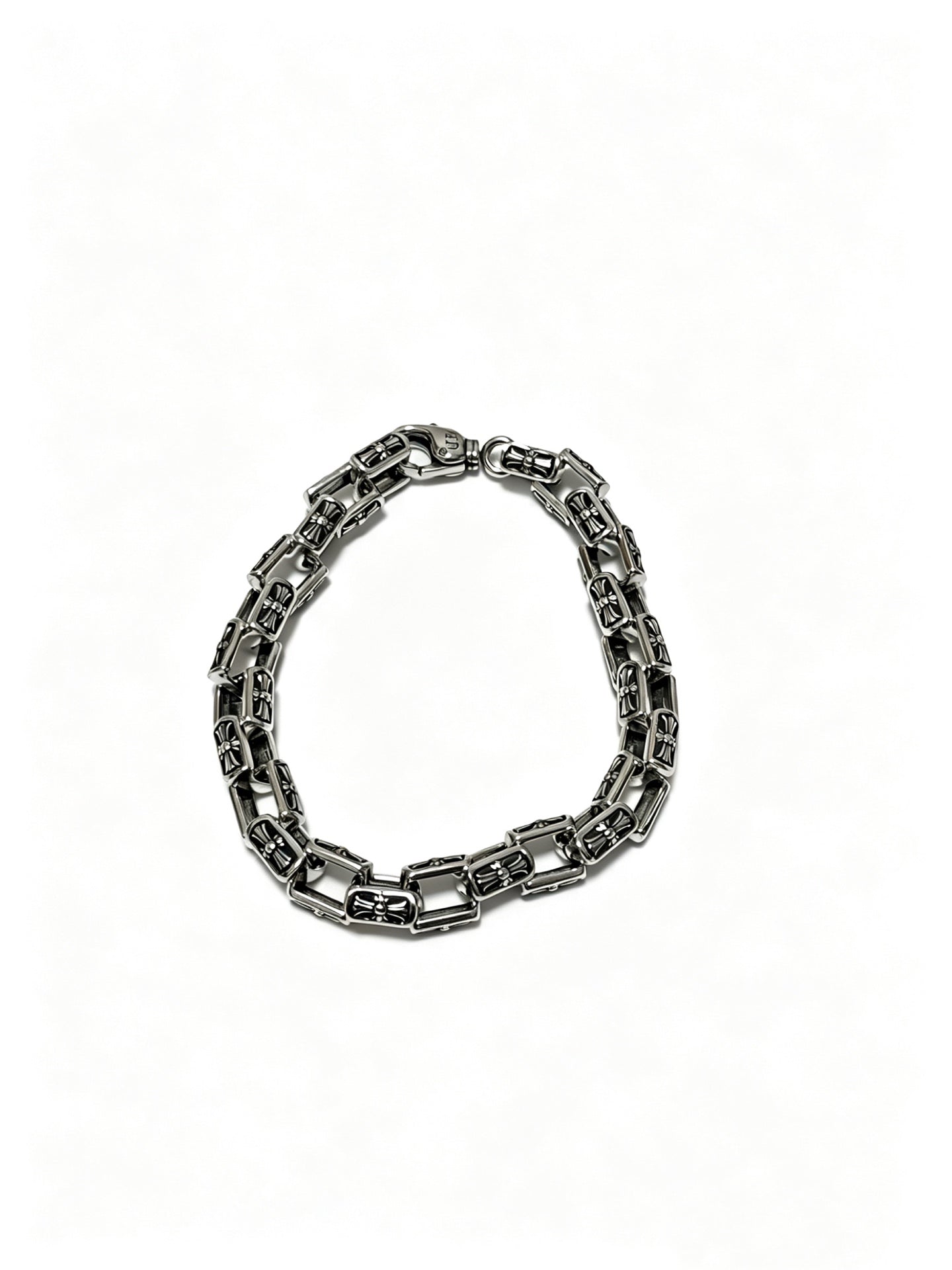 Cross Cuban-Link Bracelet in Antique Silver-Tone – Cuban Link – Design 12 main product view