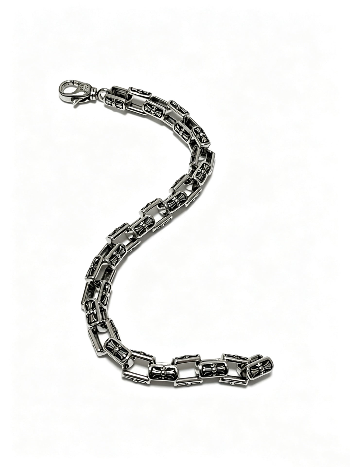 Signature Emblem Bracelet in Polished Metal-Tone – Design 016 front product view