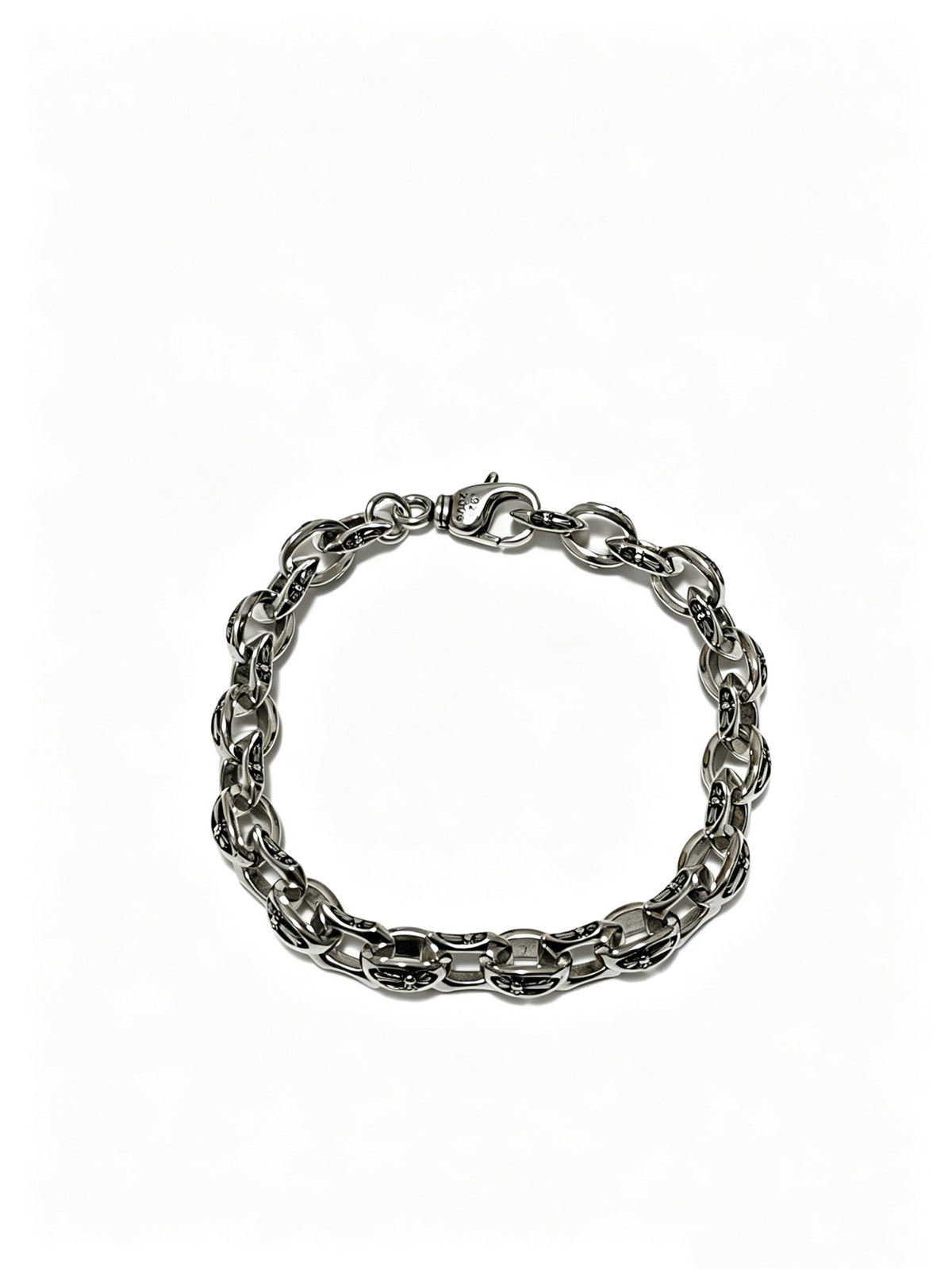 Cross Cuban-Link Bracelet in Antique Silver-Tone – Cuban Link – Design 11 main product view