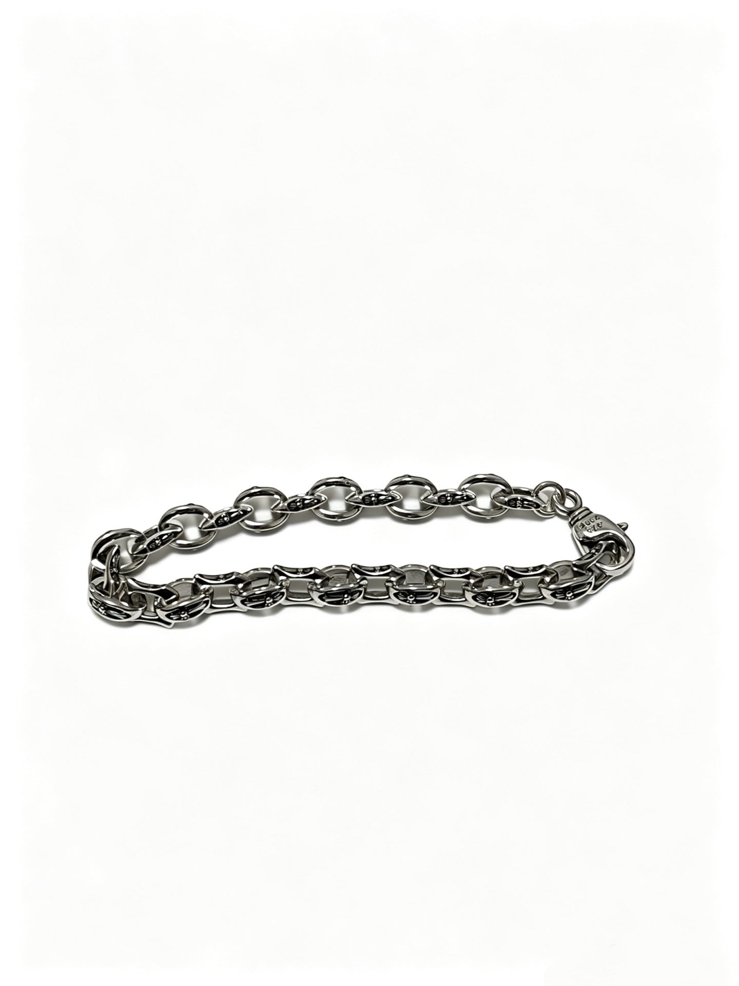 Cross Cuban-Link Bracelet in Antique Silver-Tone – Cuban Link – Design 11 detail view