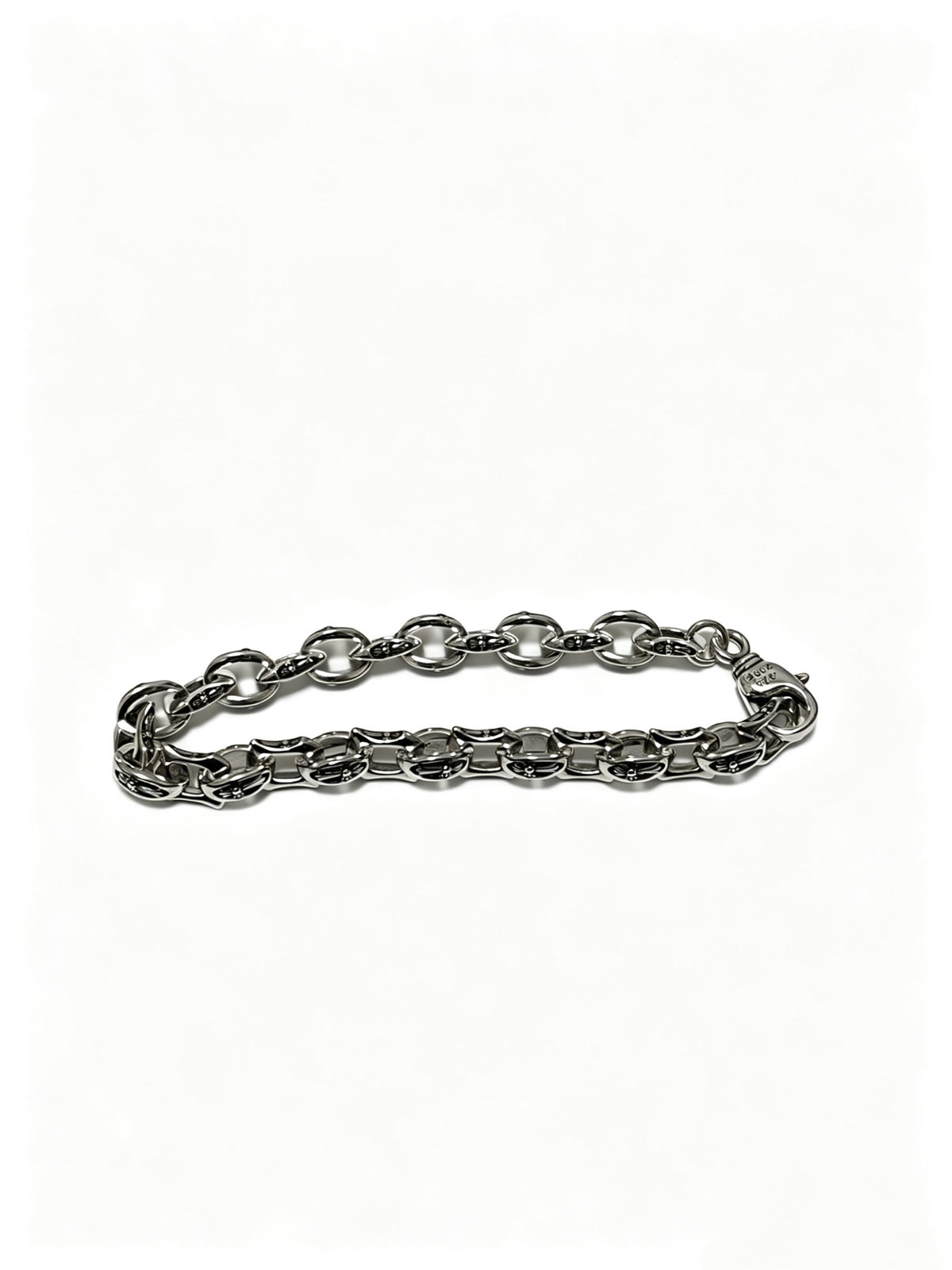 Signature Emblem Bracelet in Polished Metal-Tone – Design 015 detail view