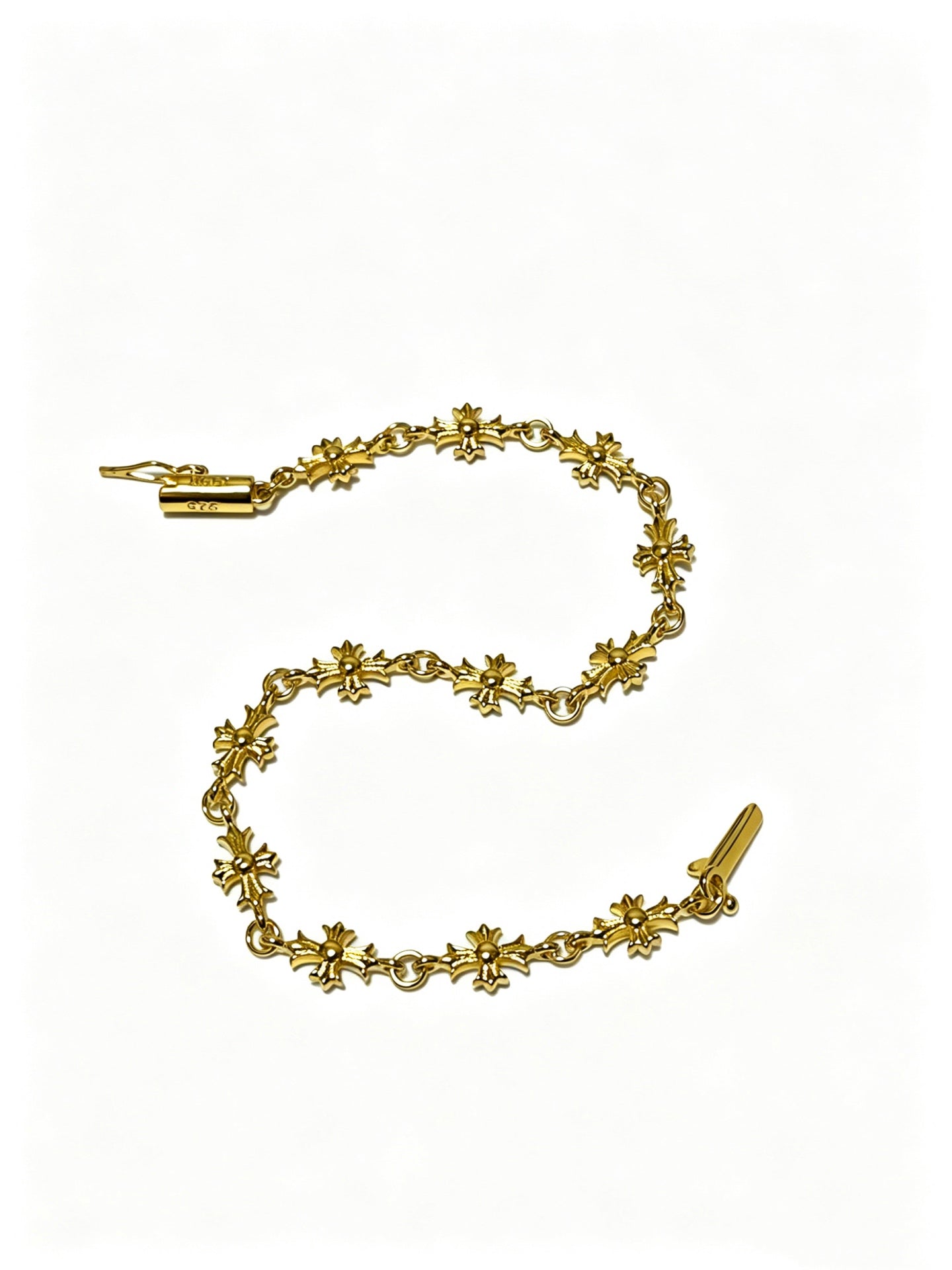 Cross Cuban-Link Bracelet in Antique Silver-Tone – Cuban Link – Design 10 detail view