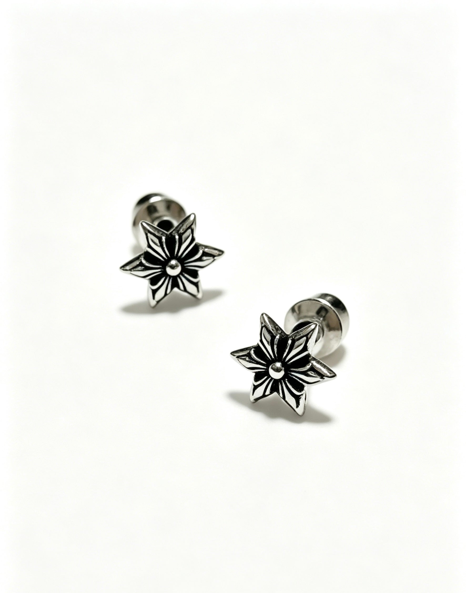 Signature Emblem Statement Earrings in Polished Metal-Tone – Design 014 detail view