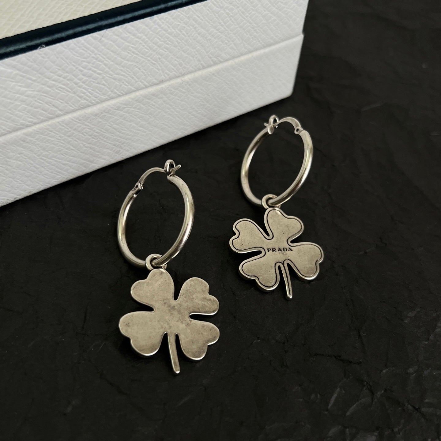 Signature Emblem Statement Earrings in Polished Metal-Tone – Vintage – Design 02 detail view