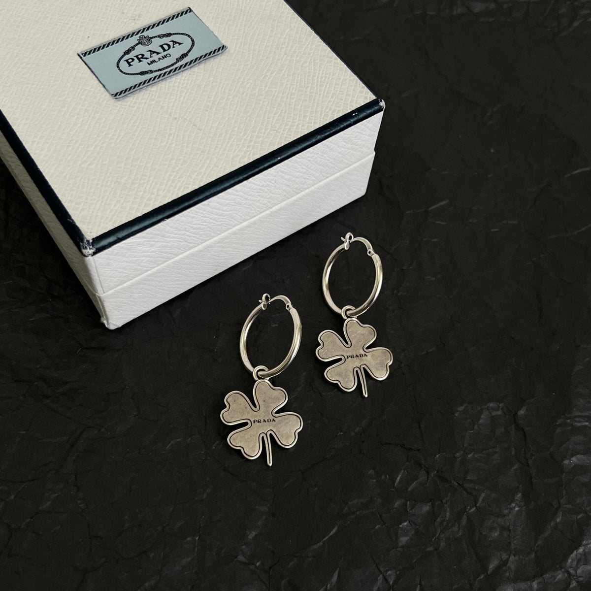 Signature Emblem Statement Earrings in Polished Metal-Tone – Vintage – Design 02 side detail