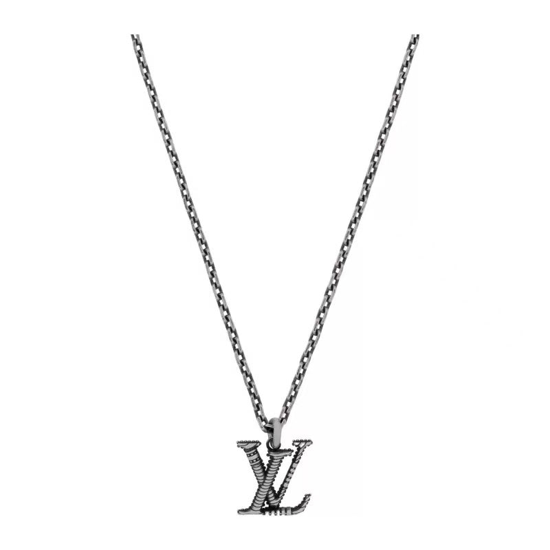 Geometric Emblem Pendant Necklace in Polished Metal-Tone – Design 005 front product view