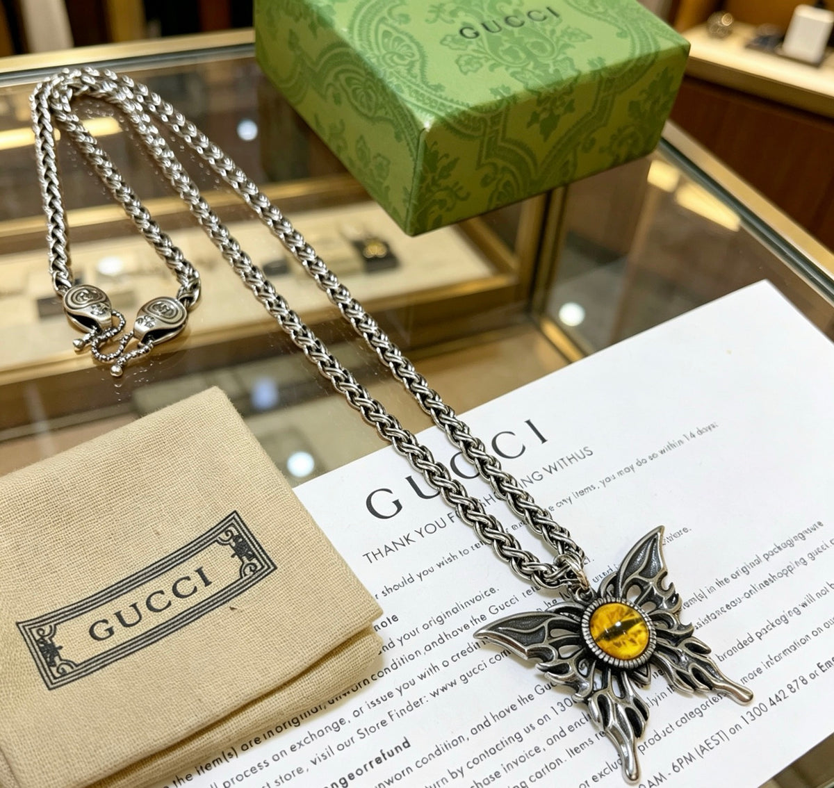 Double-G Emblem Pendant Necklace in Polished Metal-Tone – Design 041 main product view