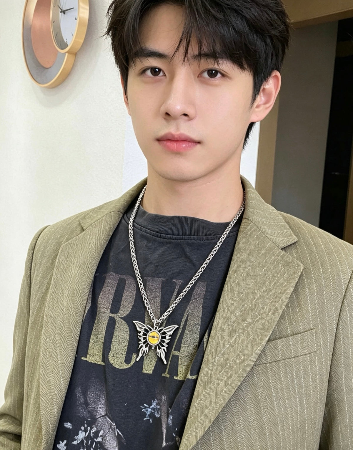 Double-G Emblem Pendant Necklace in Polished Metal-Tone – Design 070 styled product view