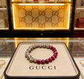 Double-G Emblem Beaded Bracelet in Polished Metal-Tone – Crystal Detail – Design 008 main product view