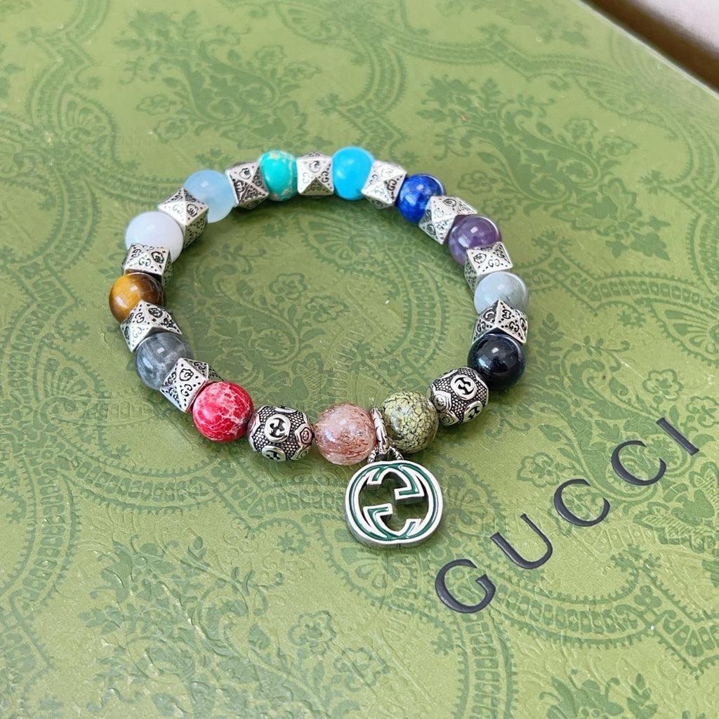 Geometric Emblem Bracelet in Polished Metal-Tone – Vintage Detail – Design 002 front product view