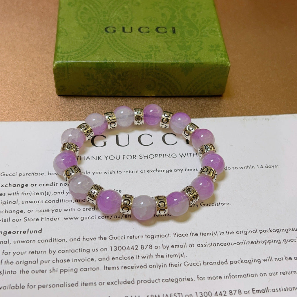 Double-G Emblem Beaded Bracelet in Polished Metal-Tone – Crystal Detail – Design 007 main product view