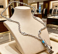 Double-G Emblem Pendant Necklace in Polished Metal-Tone – Design 069 main product view