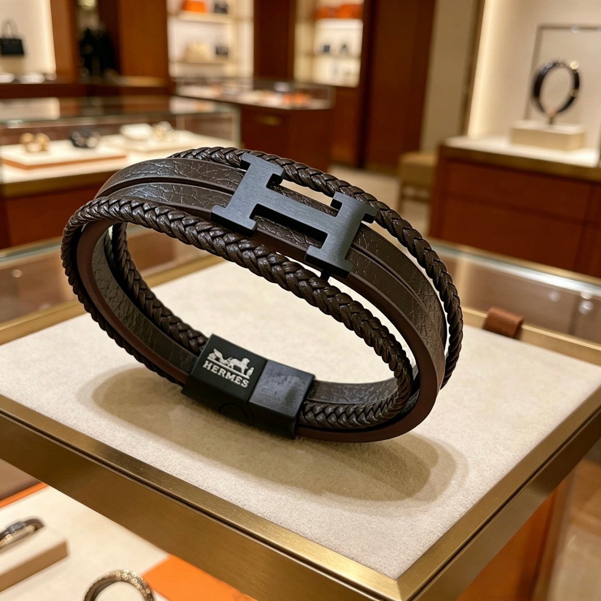 Horse Bangle in Polished Metal-Tone – Design 004 front product view
