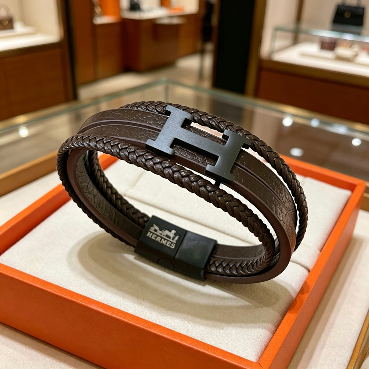 Horse Bangle in Polished Metal-Tone – Design 004 front product view