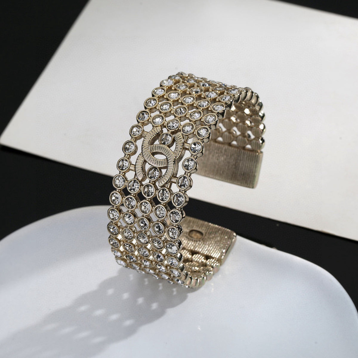 Signature Emblem Bangle in Polished Metal-Tone – Design 013 styled product view