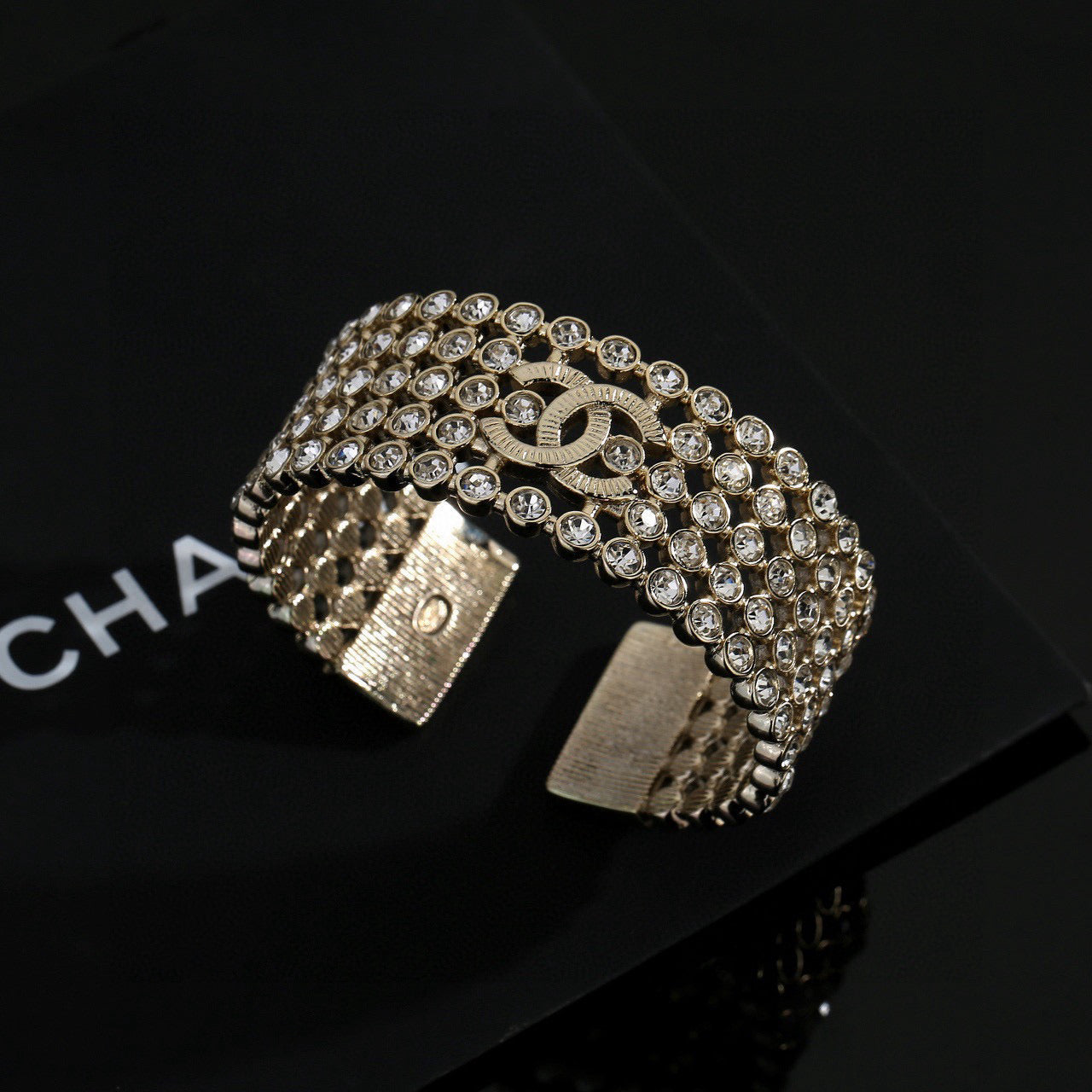 Signature Emblem Bangle in Polished Metal-Tone – Design 012 front product view