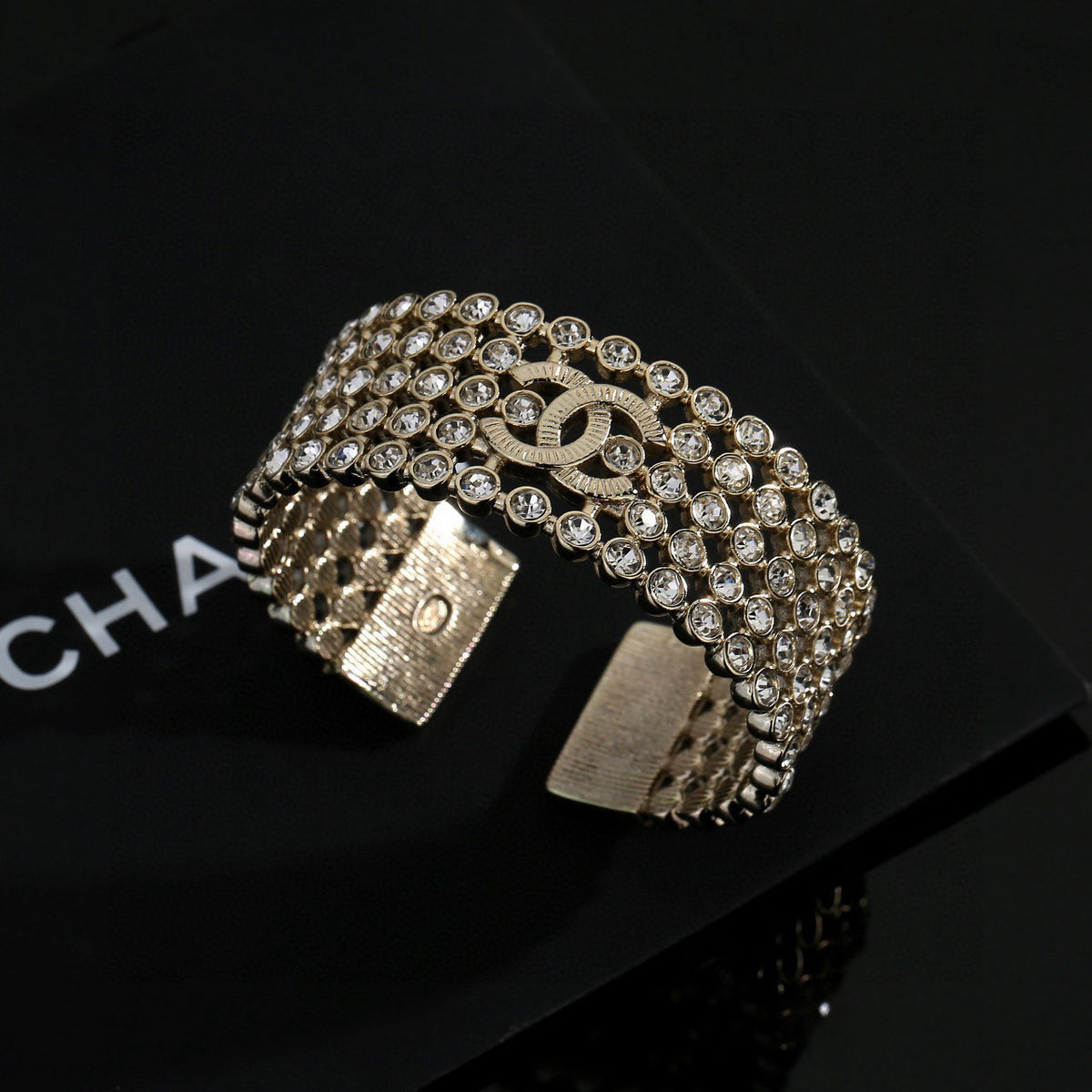 Signature Emblem Bangle in Polished Metal-Tone – Design 012 front product view