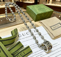 Double-G Emblem Pendant Necklace in Polished Metal-Tone – Design 067 main product view