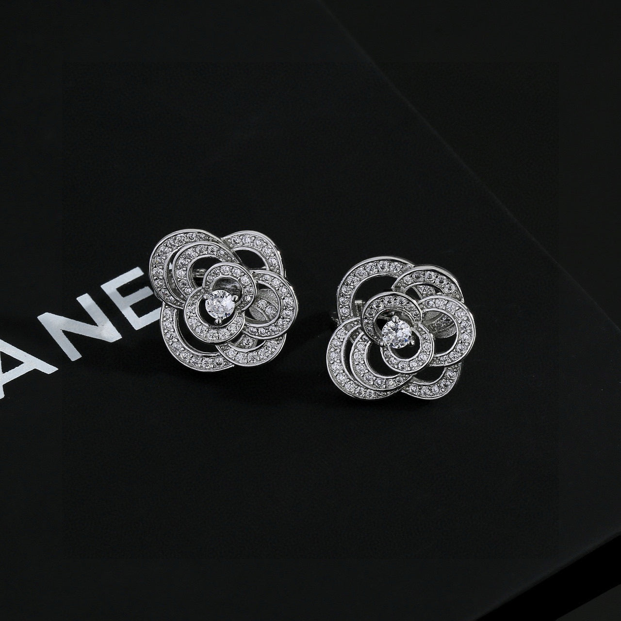 Camellia Stud Earrings in Gold-Tone – Camellia Detail detail view