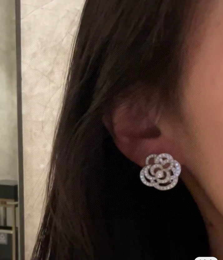 Camellia Stud Earrings in Gold-Tone – Camellia Detail main product view
