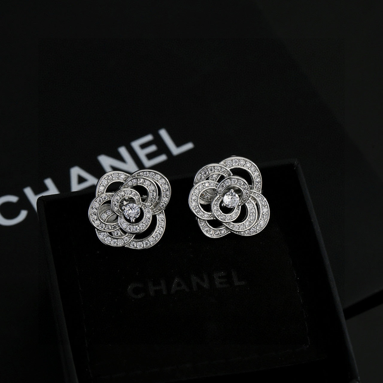 Camellia Stud Earrings in Gold-Tone – Camellia Detail front product view