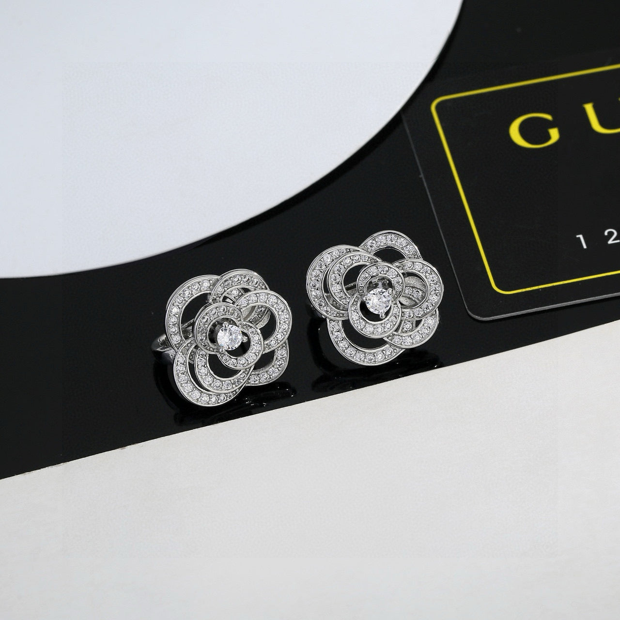 Camellia Stud Earrings in Gold-Tone – Camellia Detail main product view
