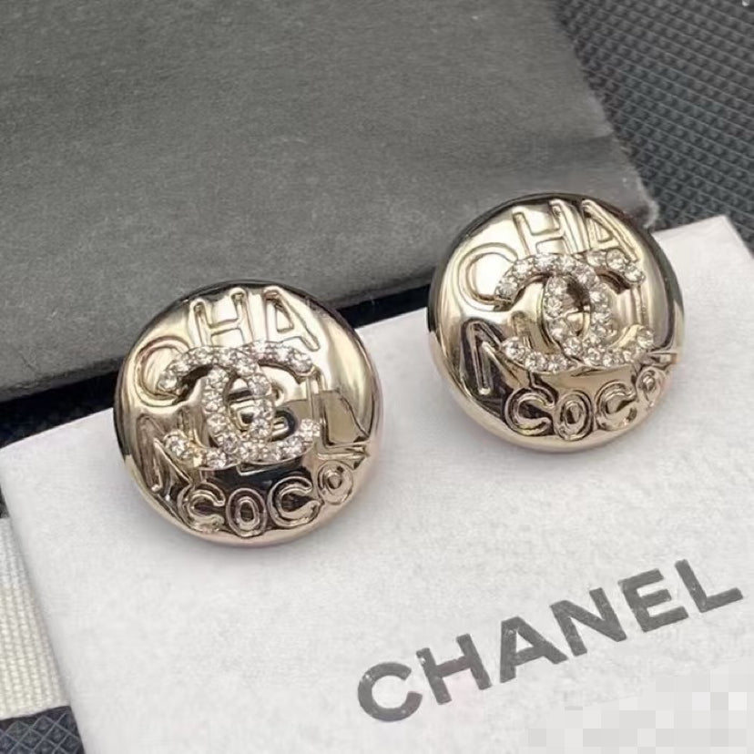 Signature Emblem Stud Earrings in Gold-Tone – Design 011 main product view