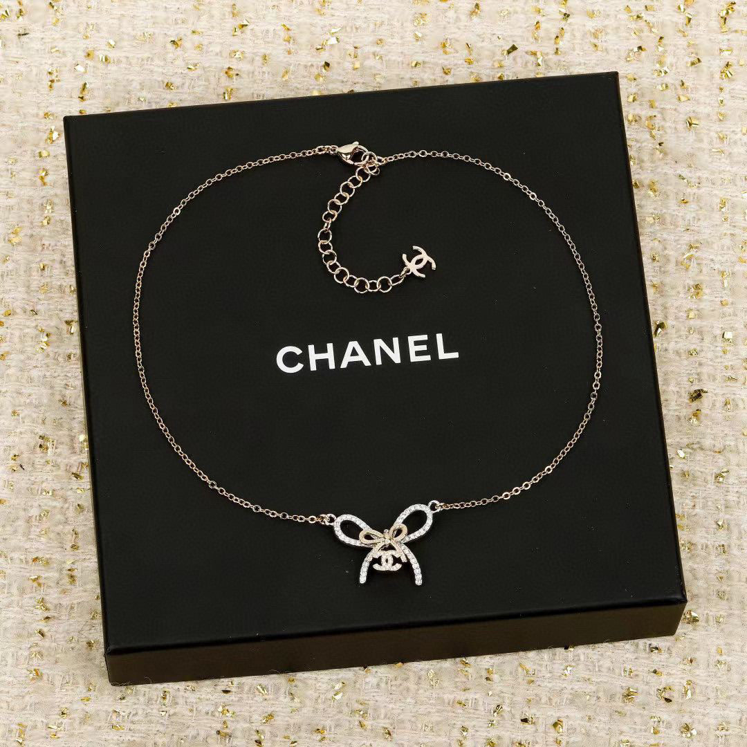 Double-C Emblem Crystal-Accent Pendant Necklace – Design 012 front product view