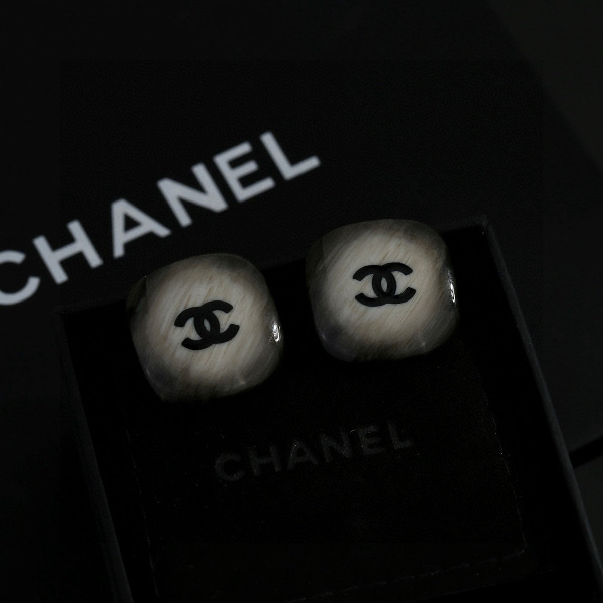 Signature Emblem Stud Earrings in Polished Metal-Tone – Design 016 side detail