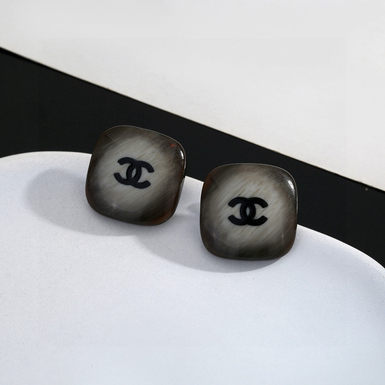 Signature Emblem Stud Earrings in Polished Metal-Tone – Design 014 main product view