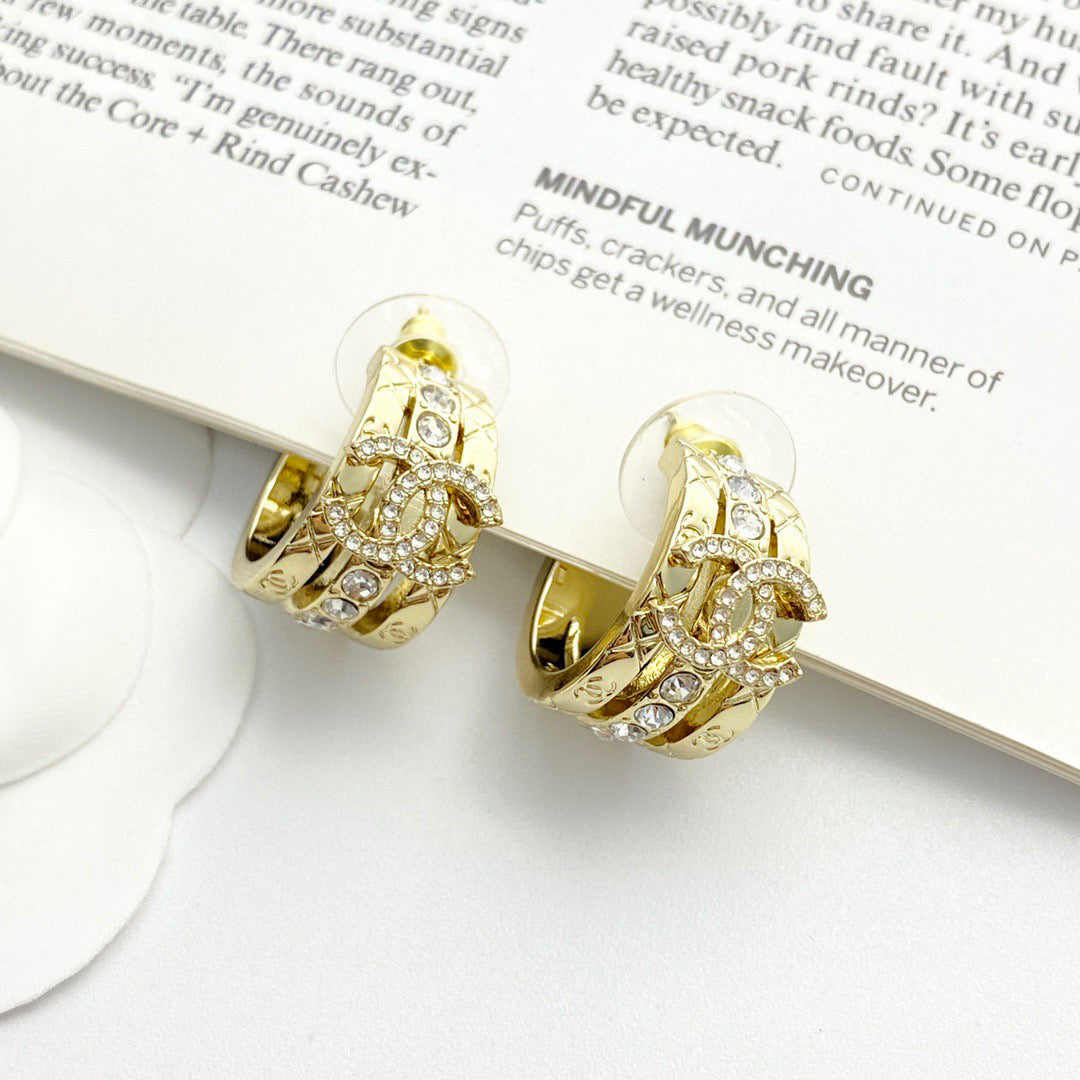 Signature Emblem Crystal-Accent Stud Earrings – Design 006 detail view