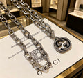 Double-G Emblem Pendant Necklace in Polished Metal-Tone – Design 051 main product view