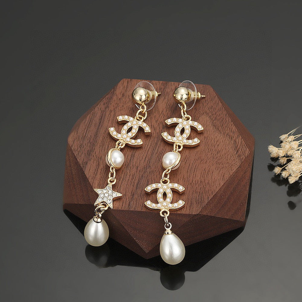 Signature Emblem Stud Earrings in Silver-Tone – Design 006 front product view