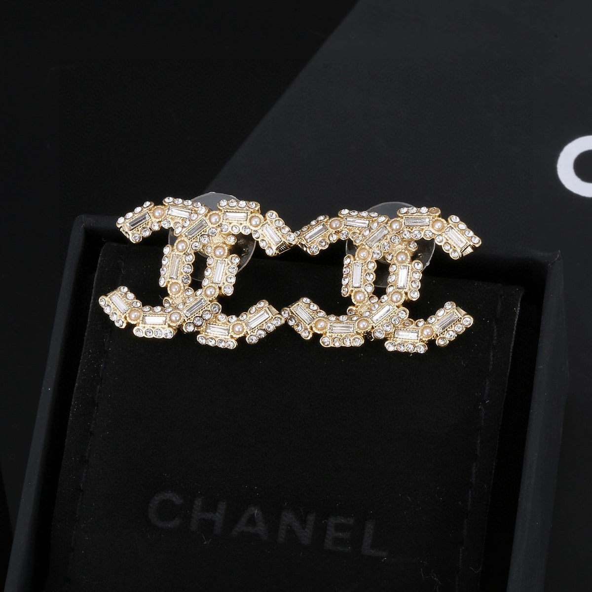 Signature Emblem Stud Earrings in Silver-Tone – Design 008 main product view