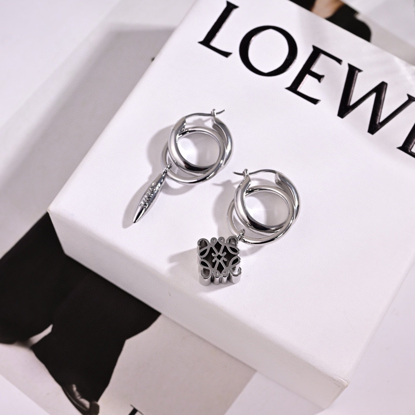 Elephant Motif Earrings in Polished Metal-Tone styled view