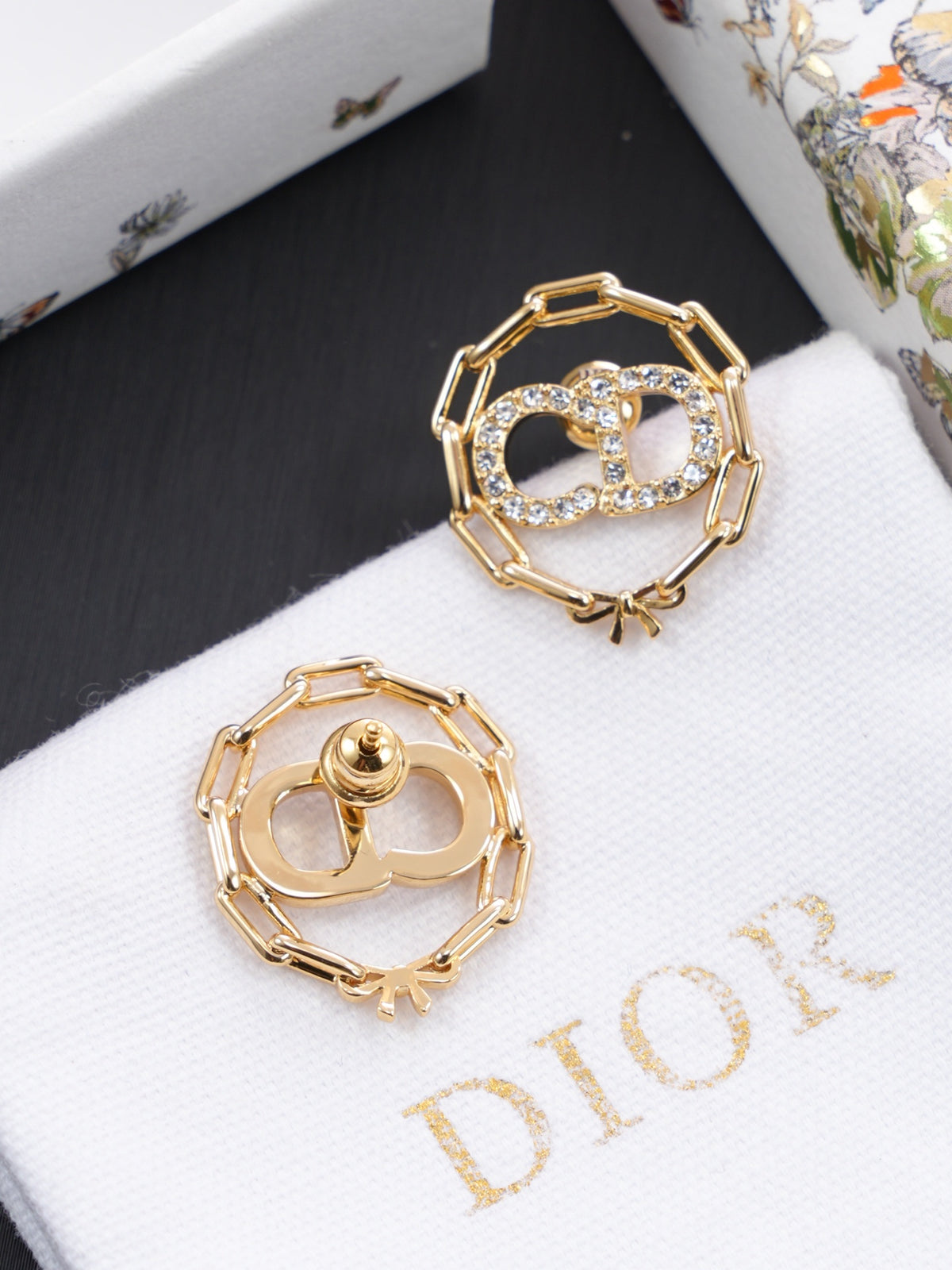 Sculptural Stud Earrings in Polished Metal-Tone with Crystal-Style Accents – Design 001 side detail