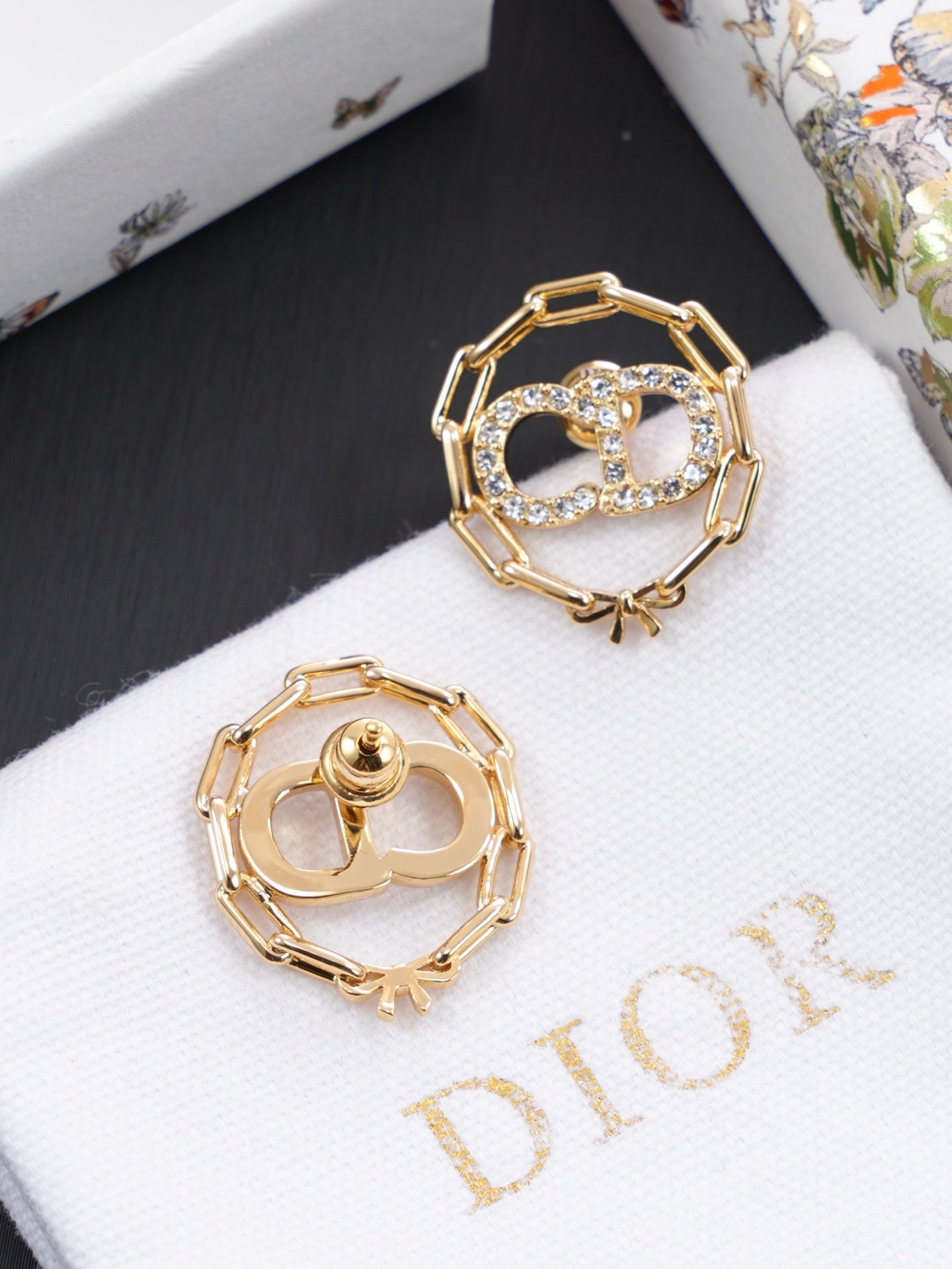 Sculptural Stud Earrings in Polished Metal-Tone with Crystal-Style Accents – Design 001 side detail