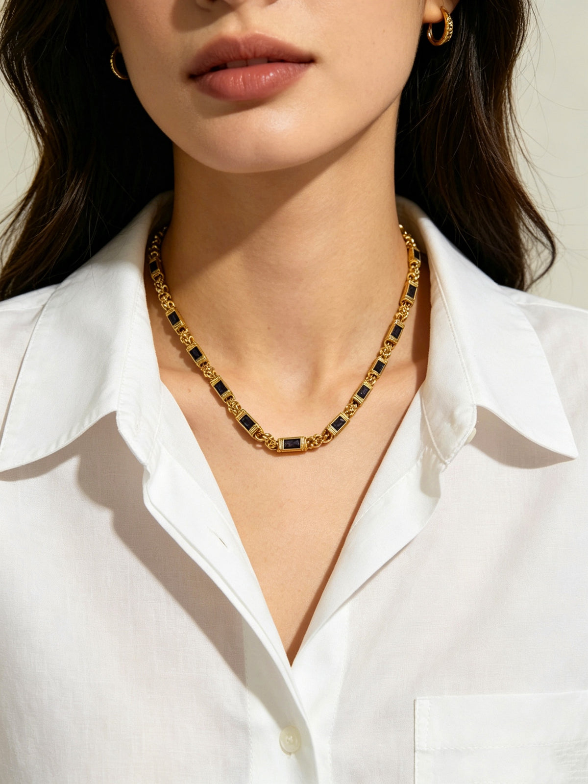 Signature Emblem Pendant Necklace in Polished Metal-Tone – Design 020 main product view
