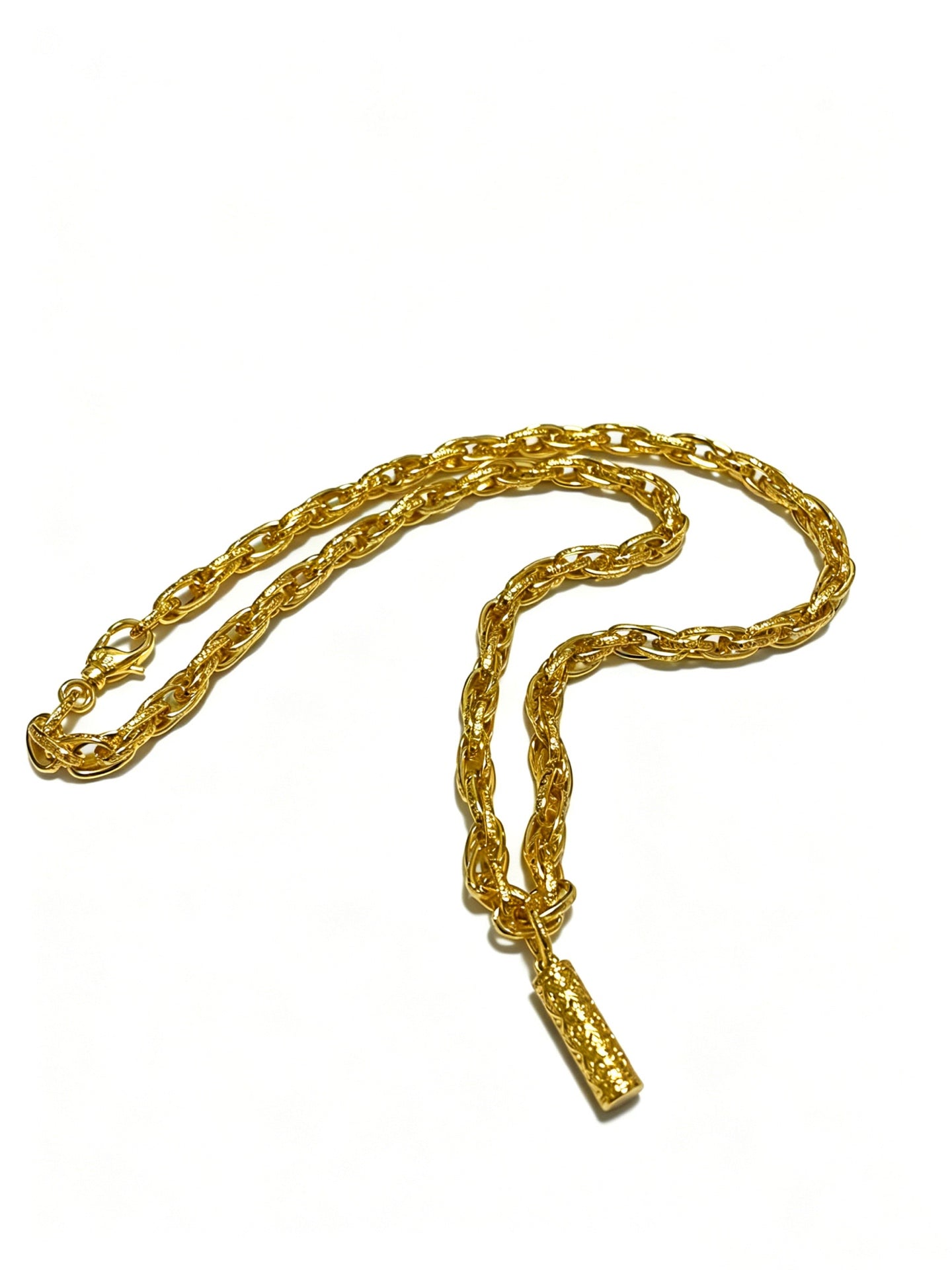 Signature Emblem Pendant Necklace in Polished Metal-Tone – Design 022 detail view