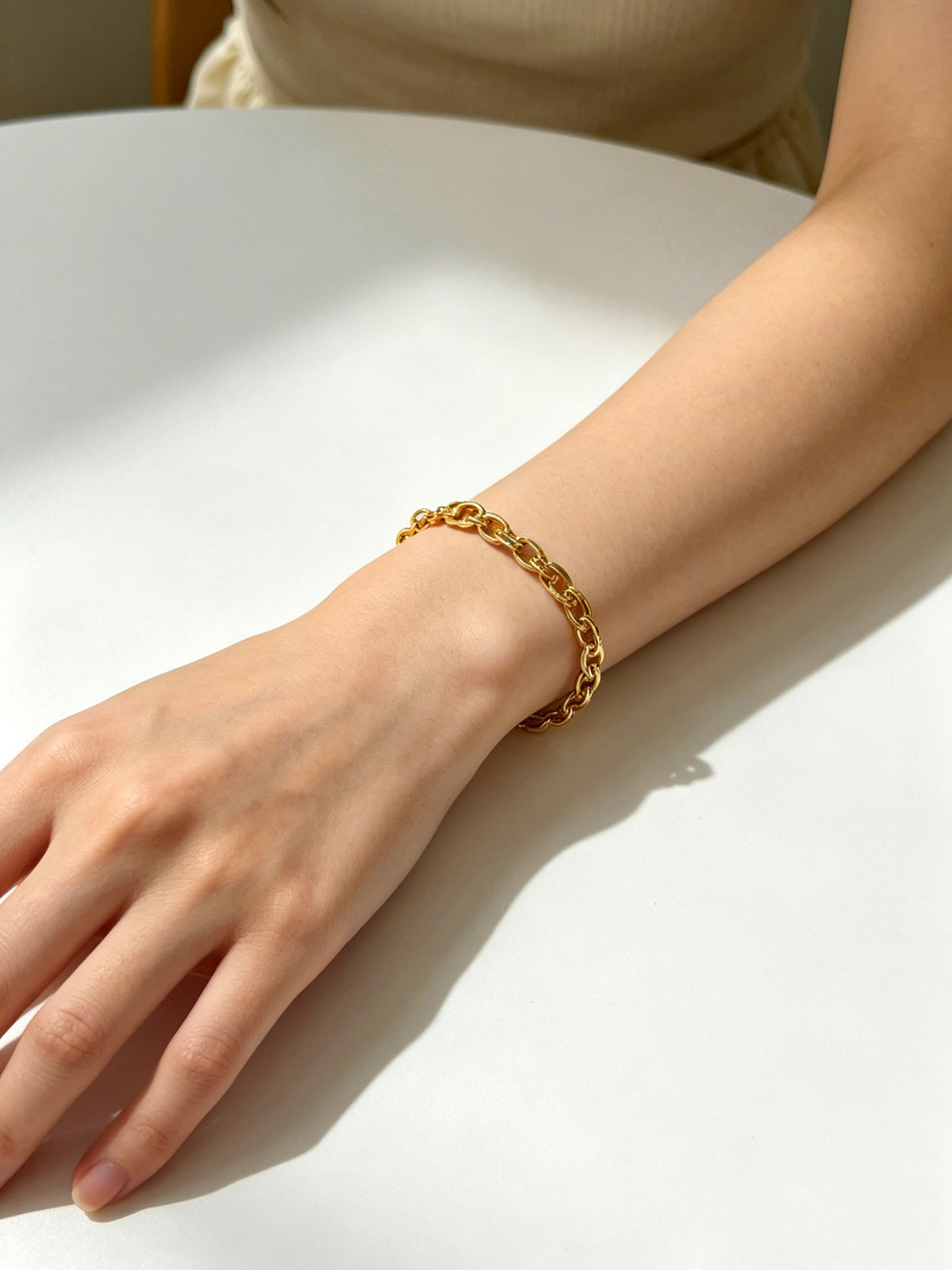 Signature Emblem Bracelet in Polished Metal-Tone – Design 011 detail view