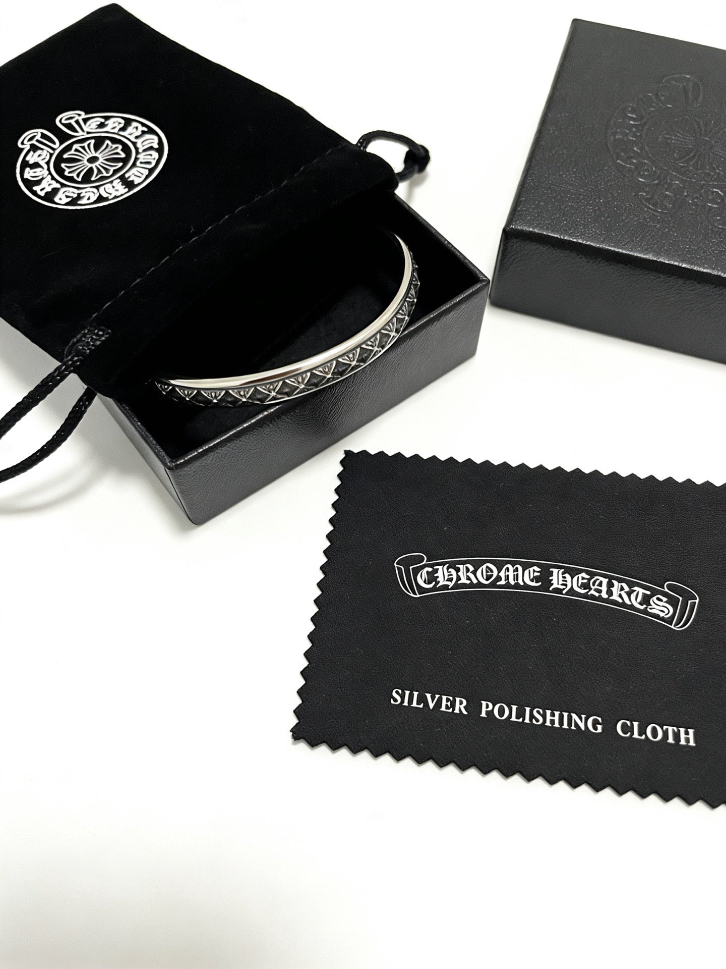 Signature Emblem Bangle in Polished Metal-Tone – Design 008 side detail