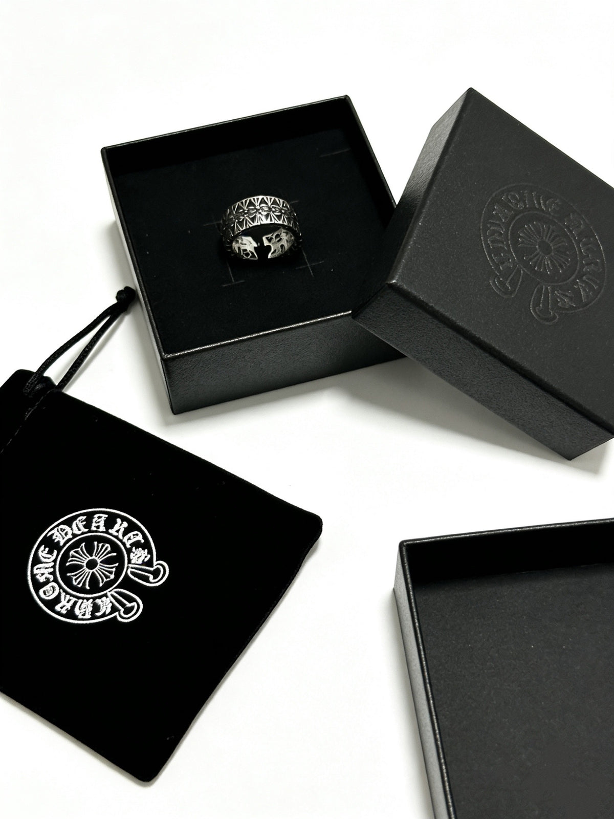 Signature Emblem Statement Ring in Polished Metal-Tone – Design 015 detail view