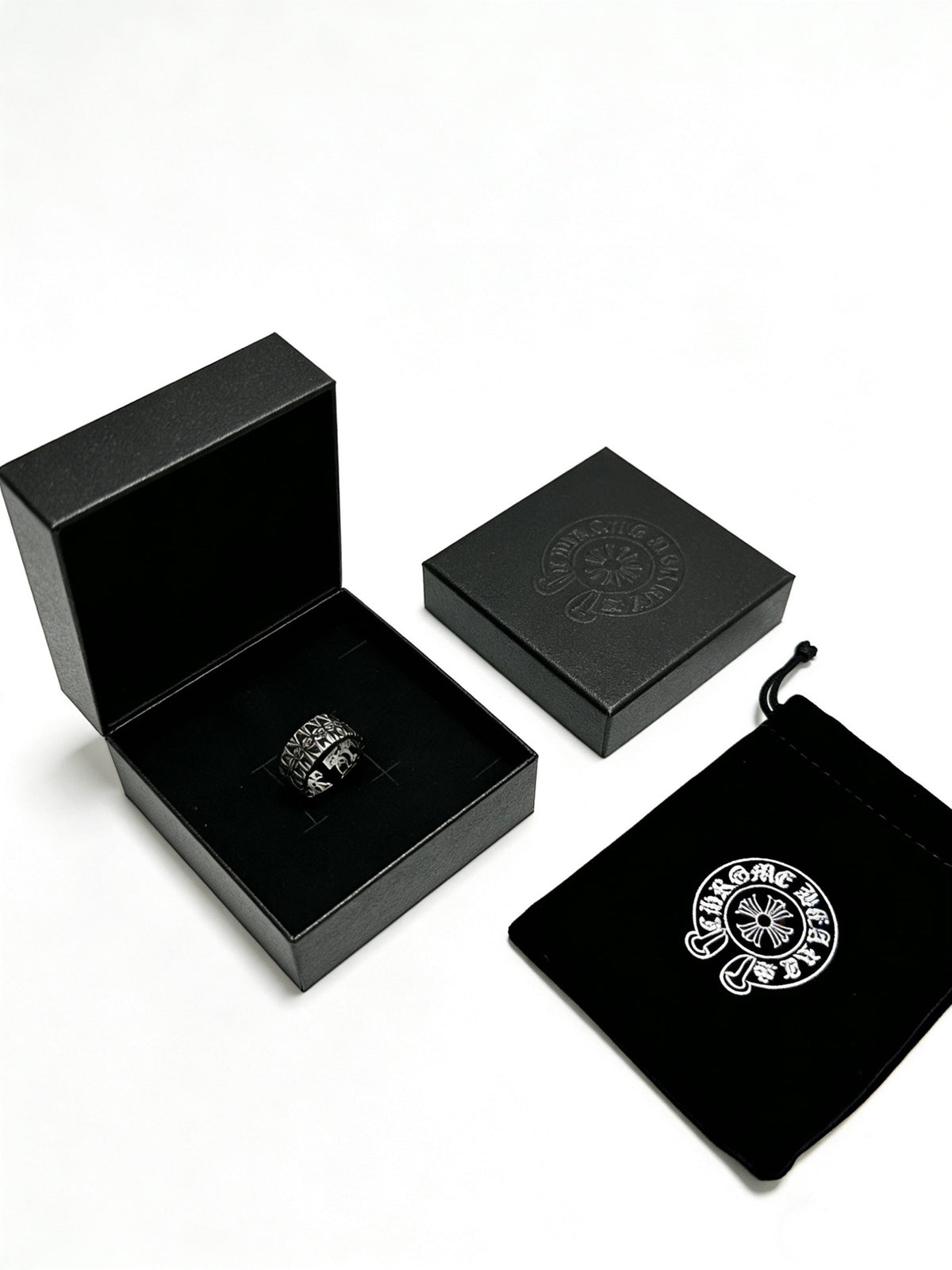 Signature Emblem Statement Ring in Polished Metal-Tone – Design 015 front product view