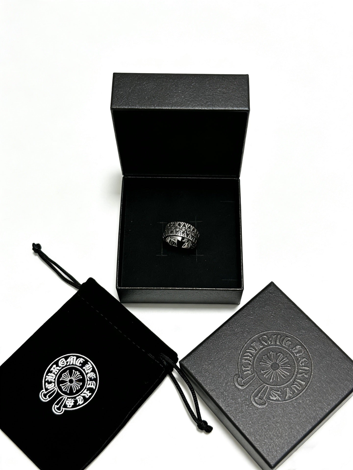 Signature Emblem Statement Ring in Polished Metal-Tone – Design 015 side detail