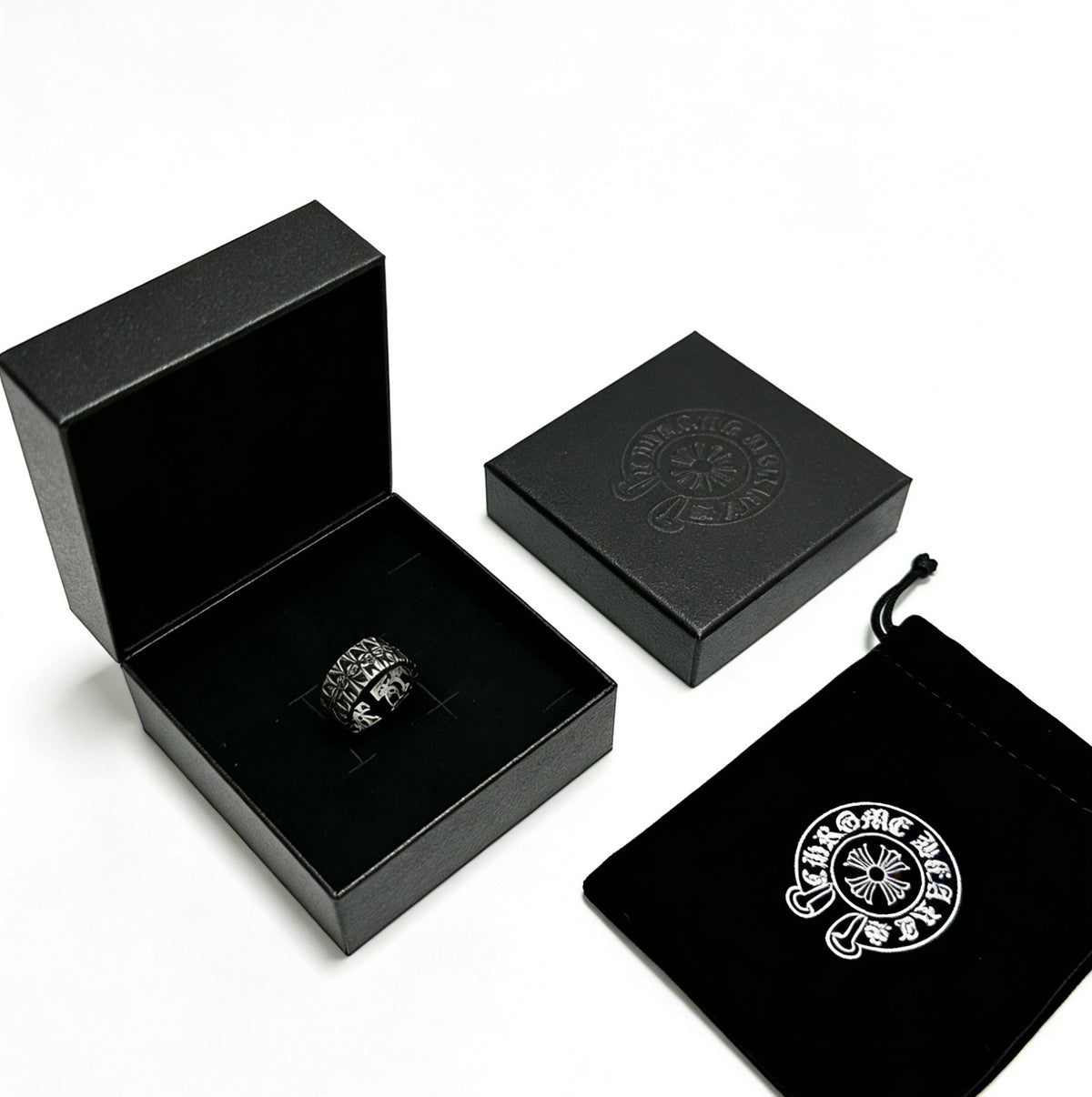 Signature Emblem Statement Ring in Polished Metal-Tone – Design 015 front product view
