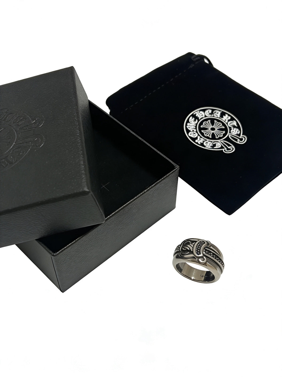 Signature Emblem Statement Ring in Polished Metal-Tone – Design 017 side detail