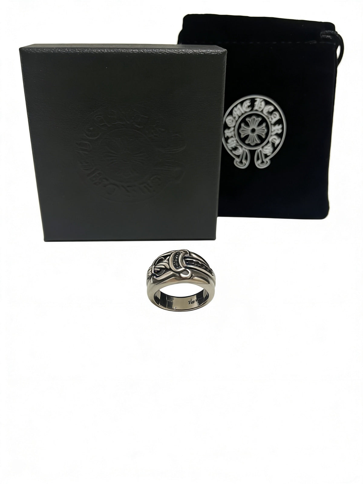 Signature Emblem Statement Ring in Polished Metal-Tone – Design 017 front product view