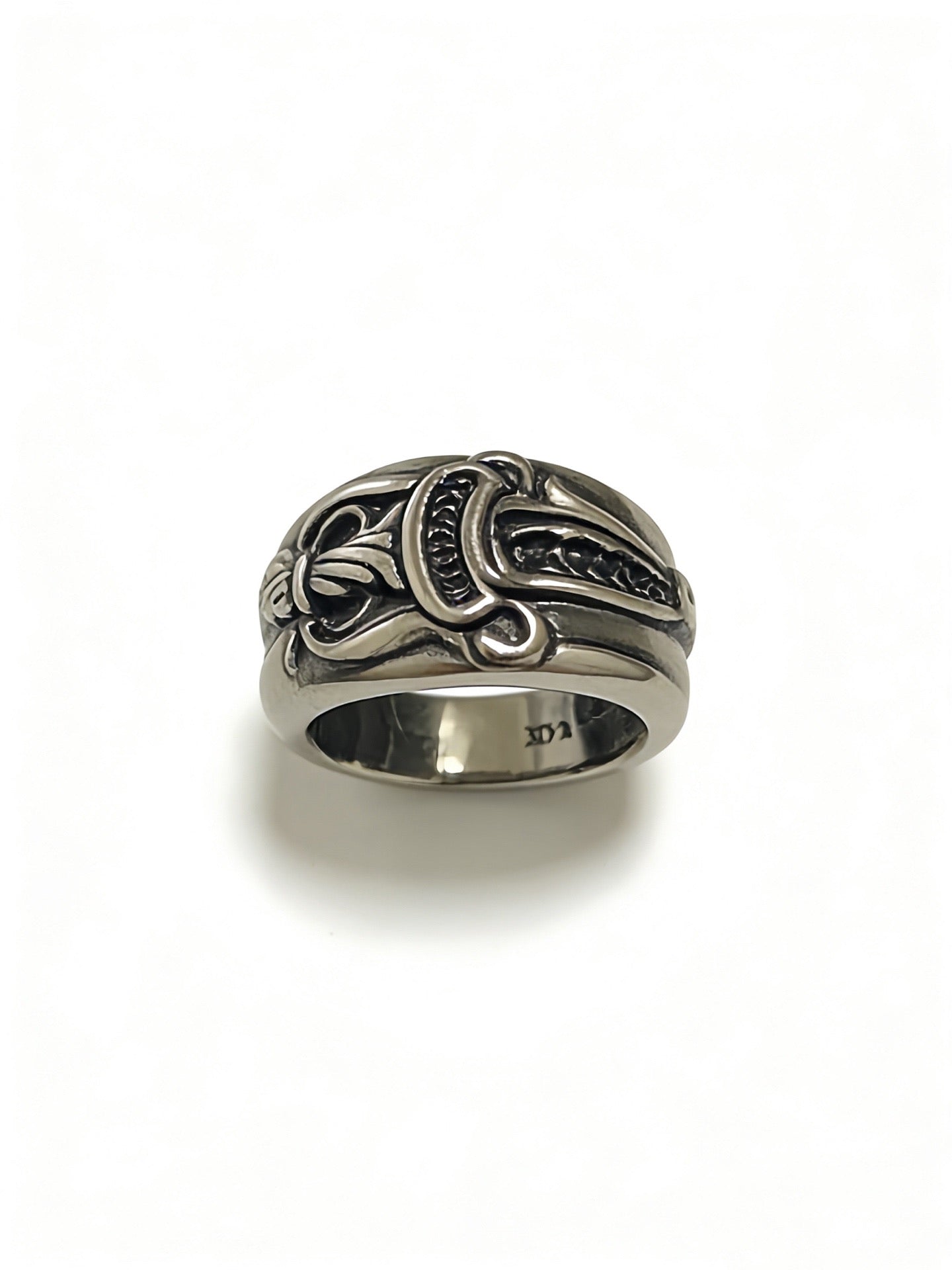 Signature Emblem Statement Ring in Polished Metal-Tone – Design 017 main product view