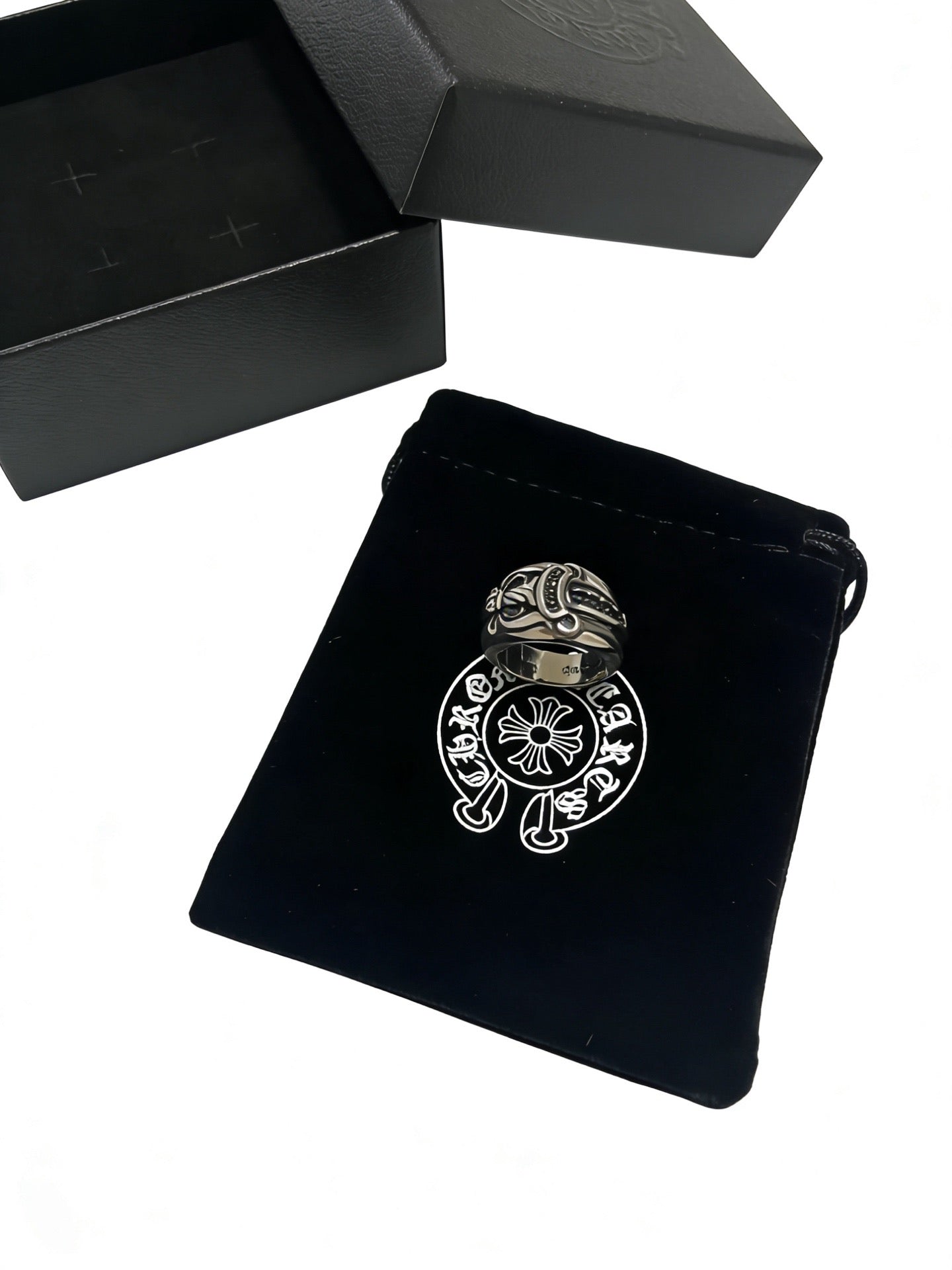 Signature Emblem Statement Ring in Polished Metal-Tone – Design 017 close-up detail